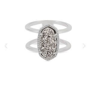 NWT Kendra Scott silver Elyse ring platinum gem